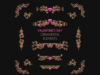 Golden Ornaments Collection assets free freepik hearts jewels love ornaments sweet valentine vector