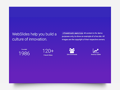 Metrics (WebSlides) landings metrics portfolios slides webslides