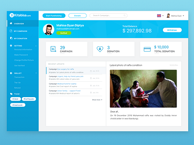 Kitabisa.com Dashboard analytics app dashboard interface invite ios landing mobile stats ui ux web