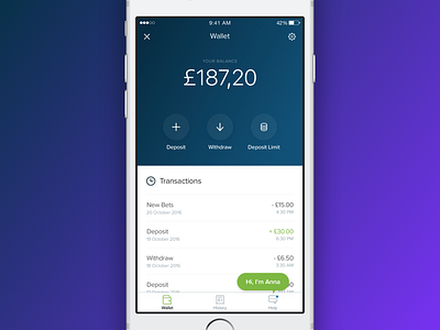 Help me Anna deposit experience fintech help interface user ux wallet withdraw