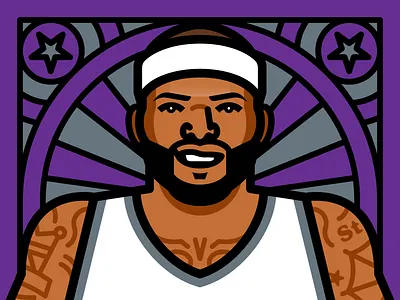 Boogie Cousins all star game illustration nba sacramento kings vector