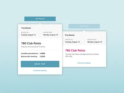 Confirmation Card States booking card confirm confirmation dropdown popup states widget