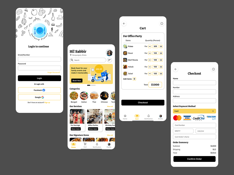 Catering Service Mobile UI appdesign cateringservice creativedesign designinspiration designtrends digitalexperience dribbble figmadesign fooddeliveryapp foodtech interfacedesign mobileappdesign onlinecatering productdesign restaurantapp uidesign uiux uxdesign