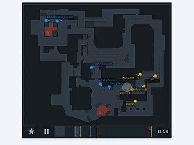 Counter-Strike Replay Viewer animated csgo de mirage gaming map player replay scrubber shadowgg spatial visualization