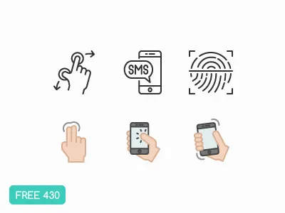 ** Freebies ** 430 Hand Gesture Icons click finger fingerprint flat free freebie gestures icon illustrator smartphone touch id ui
