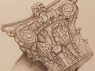Corinthian Column drawing illustration pen and ink rome sketch