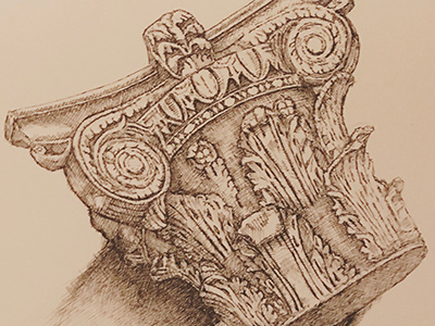 Corinthian Column drawing illustration pen and ink rome sketch