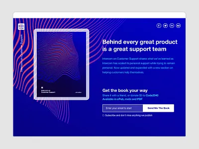 Intercom on Customer Support book brand intercom internets landing page visual wavy web