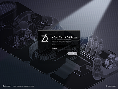 DAVinCI LABS : Sign-in 3d background gui illustration rendering sign ux web