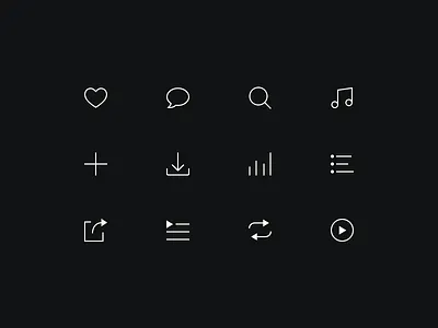 12 icons of music player icon music sketch ui