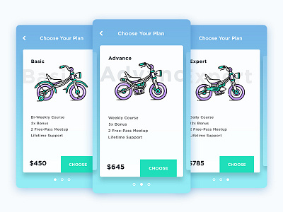 Price Plan bike blue ios motor plan pricing ui unique ux