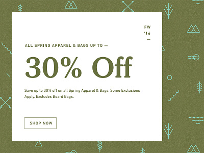 Burton Brand Palette Sale Banner arrows color feather icons mountains palette pattern texture tree water