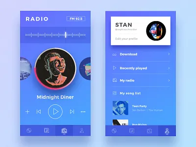 Music App #4 album app card list music player profile radio spotify ui wave