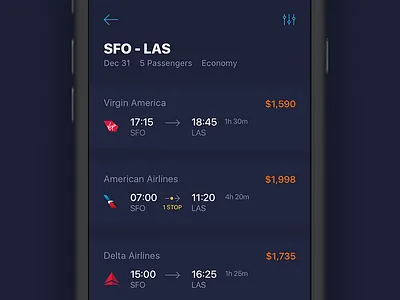 Search Results cars clean flights hotels ios minimal mobile results search ui ux
