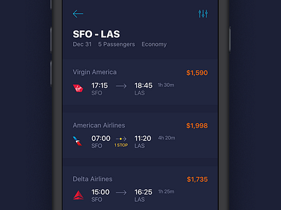 Search Results cars clean flights hotels ios minimal mobile results search ui ux