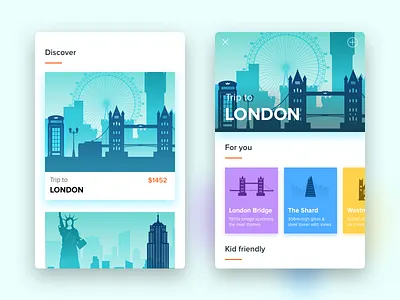 Trips App Design hangout london menu mobile new york party slider trip ui