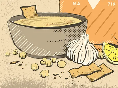 Hummus Hoedown Poster Detail chickpeas contest design drawing event garlic halftone illustration lemon poster texture vintage
