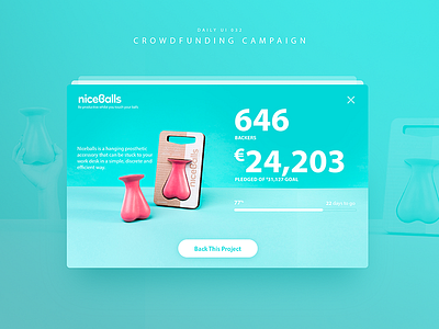 Daily UI #032 Croudfunding Campaign antistress brandnew cool dailyui dailyuichallenge day32 minimal modern niceballs