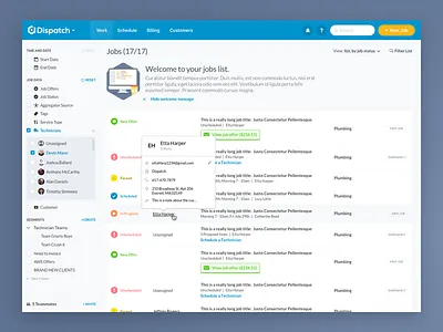 Job Management Dashboard Concept app dashboard desktop filter hover ui ui design user interface ux web app web design