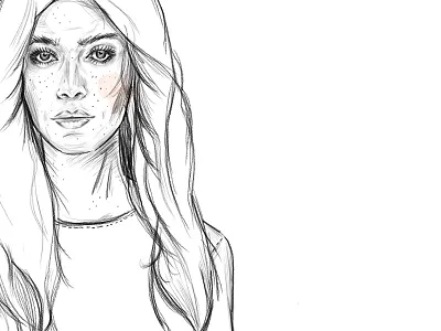 naturalistic illustration accents aquarell digital pencil thinlines woman