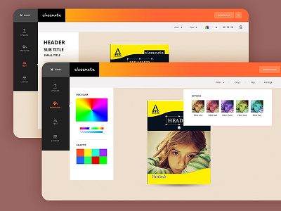 Custom cover notebook app background customize edit gradient notebook photos print simple tab text ui