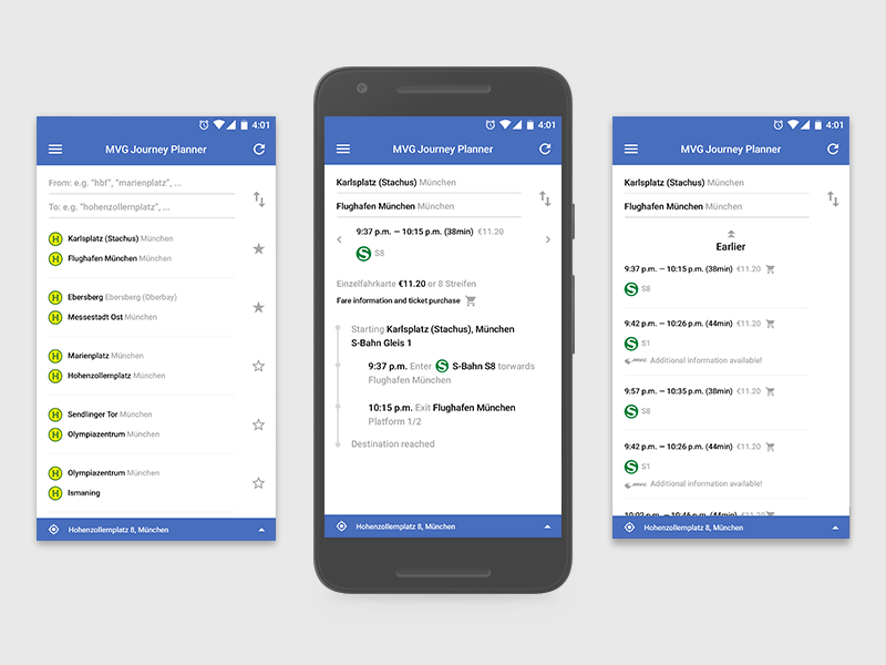 Example of MVG Journey Planner
