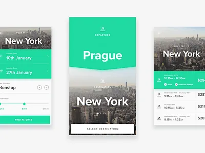 Flights Concept - Preview app flights glow interaction ios strv tickets travel ui ux
