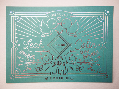 Leah & Colin Save-the-Date birds cleveland floral foil foil stamp hearts invitation love marriage save the date silver wedding