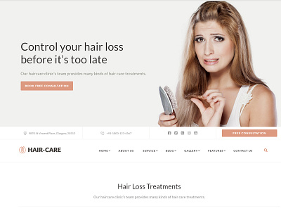Hair Care Clinic Website Template hair hair clinic website template minimal design service template website