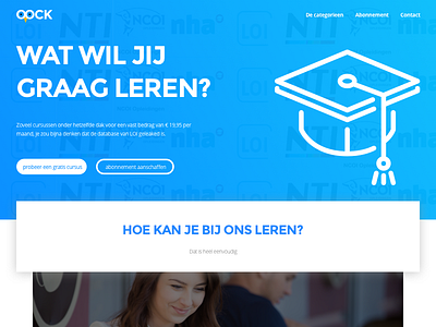 Online Academy Homepage landing page online academy online learning webdesign