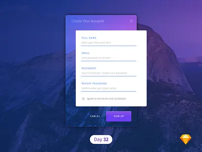 #32 | Sign-up Form | .sketch daily ui dailyui download form free freebie register signup sketch