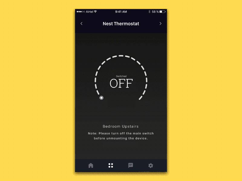 Temperature Control Panel app application colourful dark ios khuzema list slider temperature theme ui ux