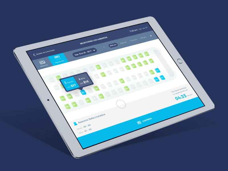 Eyewiz Bus Tours Seats | Loading State app seats tours traveling travels ui uidesign ux uxdesign