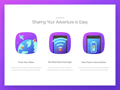 Eksplor Yuk - Advantages advantages amazing app battery earth explore gradient landing page signal