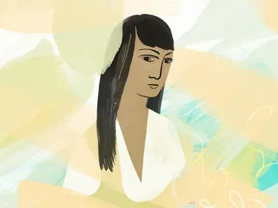 Sketchin' brushstrokes experiment long hair painterly stylized woman