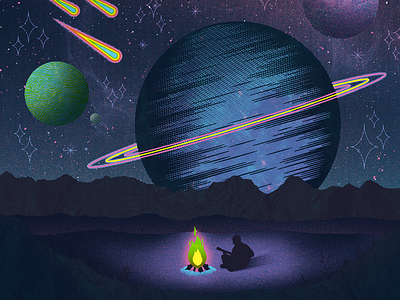 Widespread Panic - Montana big sky state gig poster guitar illustration intergalactic monana mountains planets space stars widespread panic