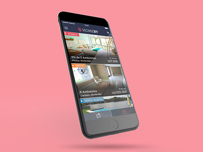Real Estate Mobile App List Screen geolocationmenumobile home homeby ios list mobile navmap real estate