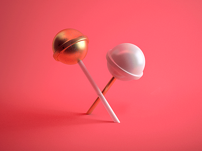 Overpriced Snacks 3d c4d cinema 4d gold lollipops minimal pops porcelain snacks