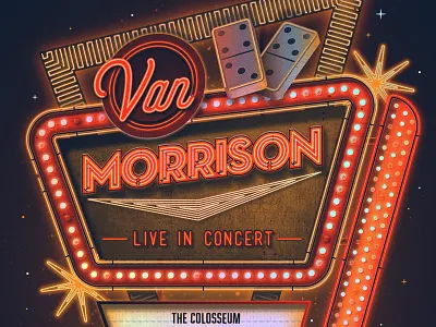 Van Morrison Las Vegas Poster dan kuhlken dkng domino gigposter las vegas nathan goldman neon neonsign poster van morrison