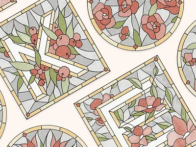 2/36 design drop cap floral graphic design illustration letter lettering stained glass type typography