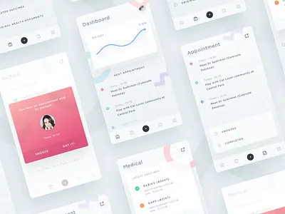 Pet Tracker App Concept animal appointment dashboard graph mobile pet schedule smart