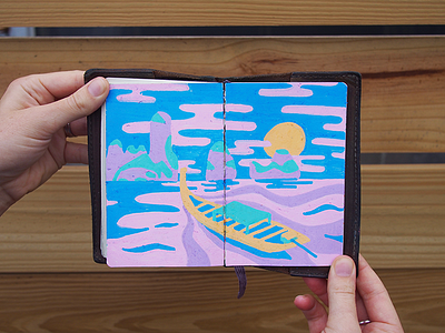 Railay sunset illustration krabi notebook ocean posca railay sunset thailand