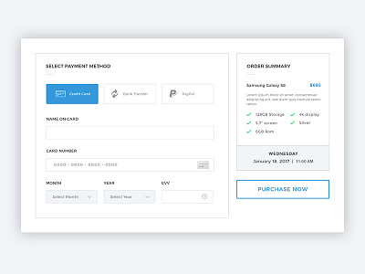 Checkout Page checkout credit form interactions order place purchase quote shop ui