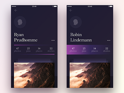 Profile Sсreen Exploration app gradient ios ipad iphone photo profile simple ui