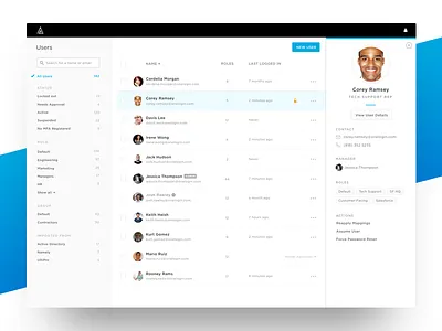 User Management admin filters table ui users ux