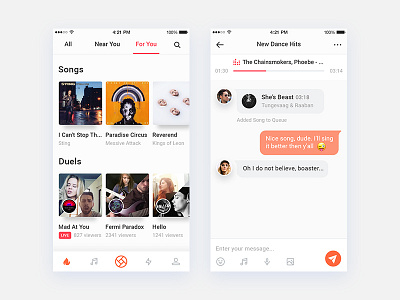MJam - Music Network android app chat design gamification ios music newsfeed rdc tournament ui ux clean