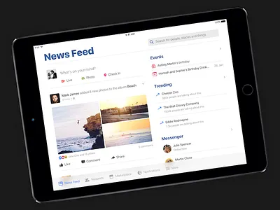 Facebook iOS 10 Style 10 clean facebook ios ios 10 ipad simple ui white