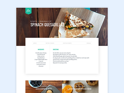 Daily UI: #040 Recipe blog dailyui drop drop shadow food interface quesadillas recipe shadow ui user