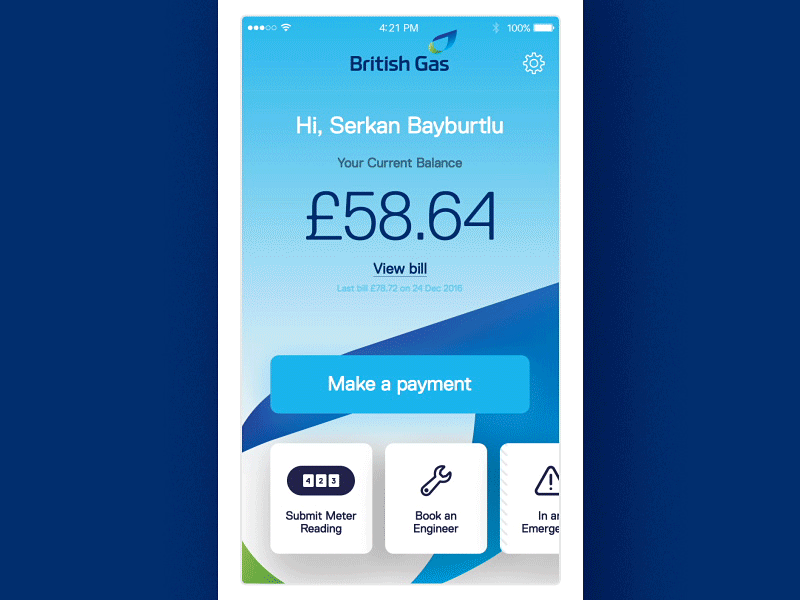 British Gas Redesign Concept app clean design minimal mobile new portfolio typography ui ux visual