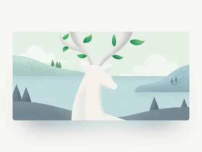 Deer affinity deer illustration lake mountain tree